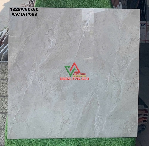 GẠCH LÁT NỀN 60X60 MÀU GHI SÁNG VÂN ĐÁ BÓNG KÍNH