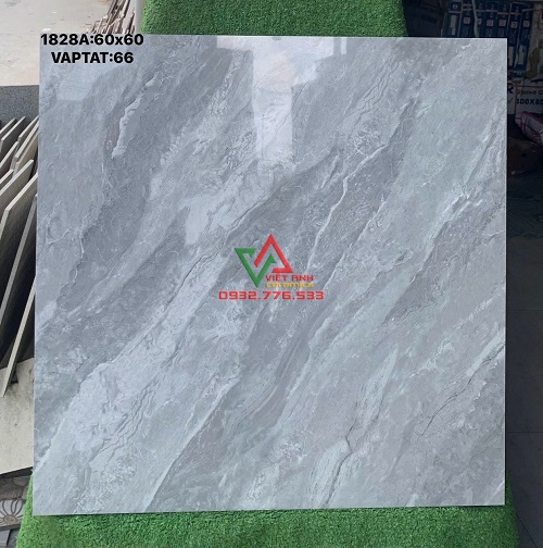GẠCH LÁT NỀN 60X60 XÁM VÂN MÂY NHẸ MEN BÓNG CAO CẤP