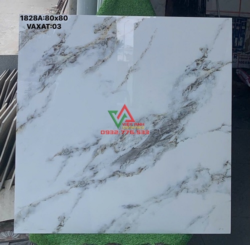 GẠCH LÁT NỀN 80X80 PRIME TRẮNG VÂN MÂY BÓNG KIẾNG CAO CẤP