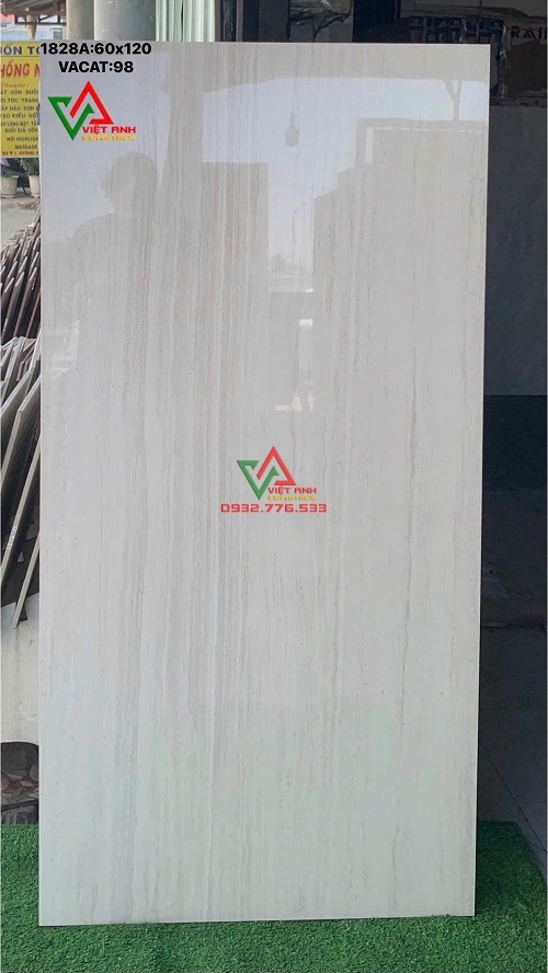 GẠCH LÁT NỀN BÓNG KIẾNG 60X120 MÀU KEM SÁNG VÂN ĐÁ SỌC TỰ NHIÊN