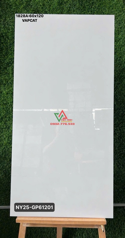 Gạch lát nền Việt Nam 60x120 bóng kiếng trắng vân xám