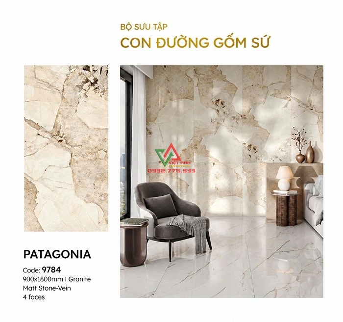 Gạch Ốp Lát Cao Cấp 90x180 Vân Đá Patagonia Mờ