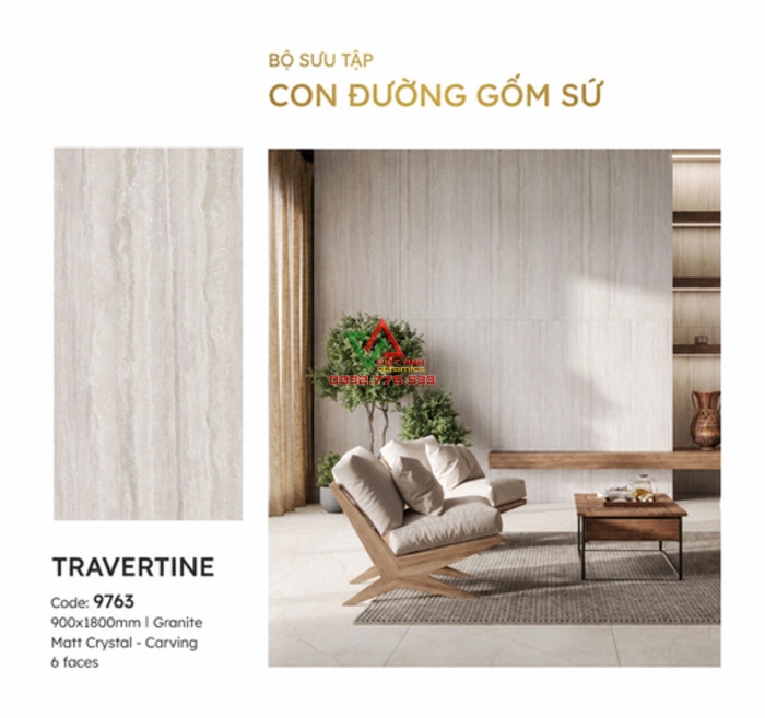 Phòng Khách Tông Tự Nhiên Nổi Bật Gạch Vân Đá 90x180