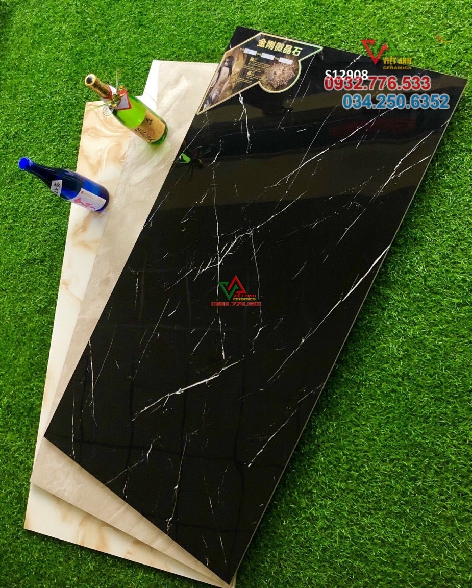 Gạch nhập khẩu Trung Quốc 60x120 màu đen sọc trắng