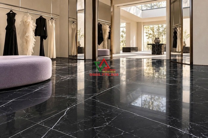 Sàn Gạch Đen 90x180 Tôn Nét Thanh Lịch Cho Phòng Thay Đồ