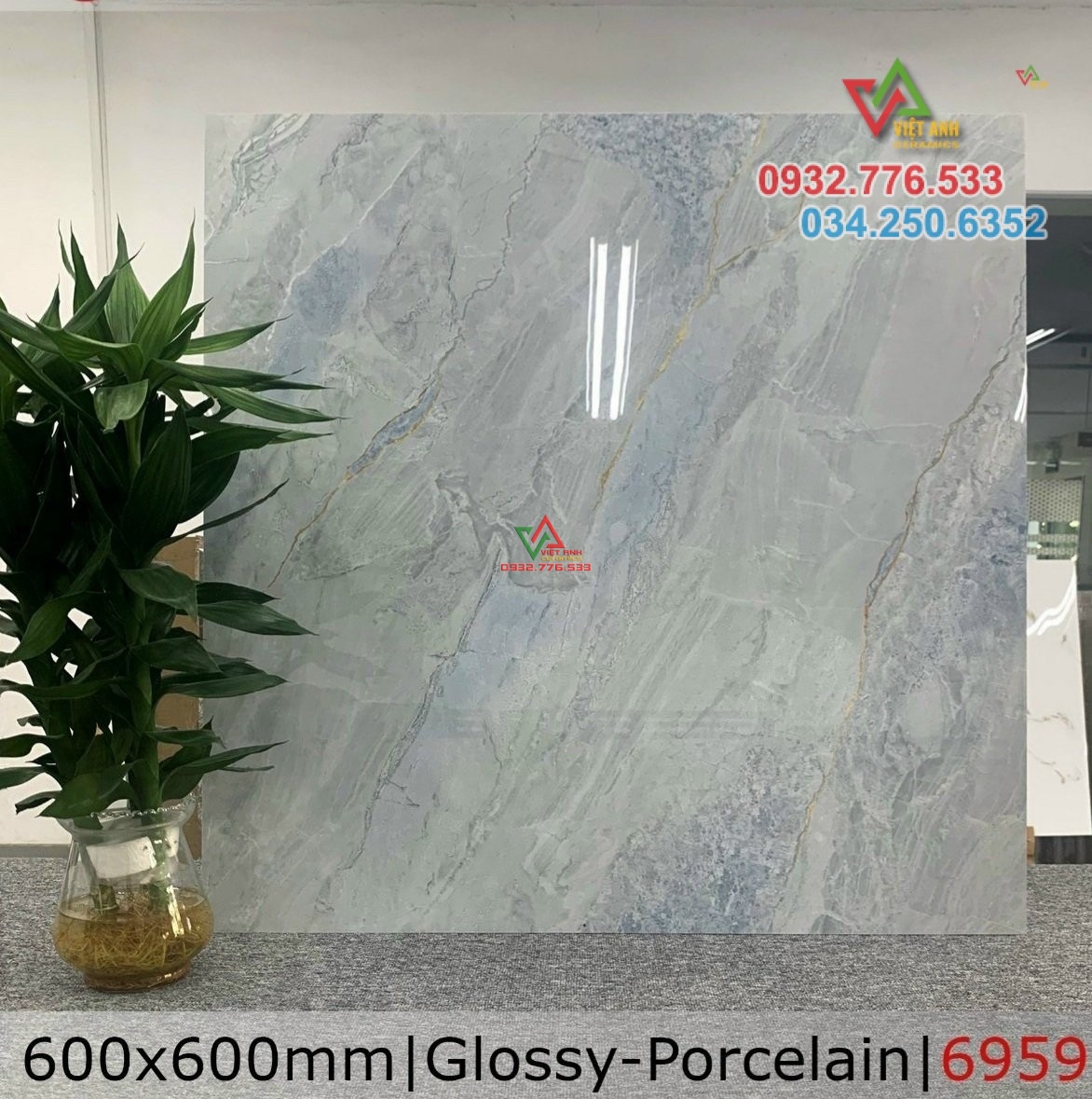 Gạch 60x60 màu xanh ngọc thạch bóng kiếng