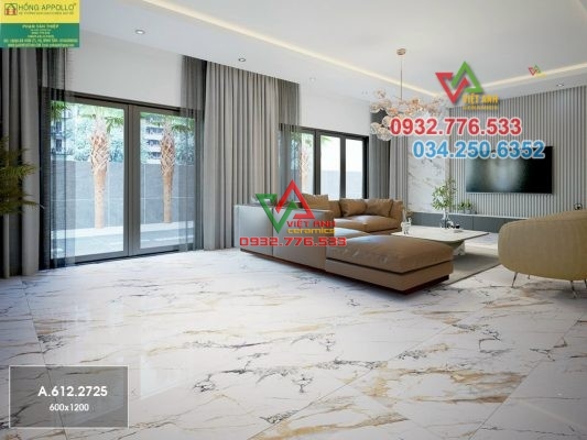 Mô hình gạch 60x120 lát nền phòng khách