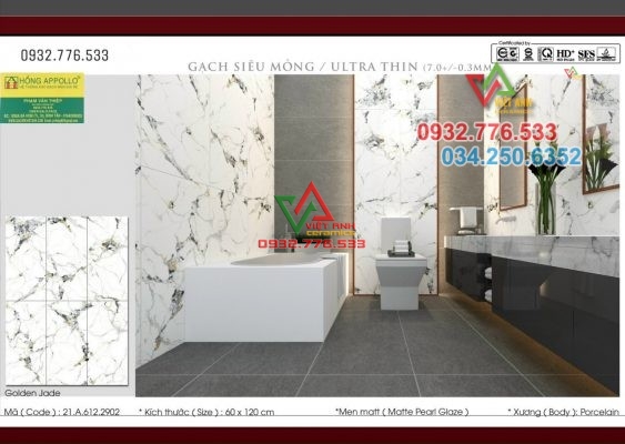 Mô hình gạch 60x120 ốp tường nhà wc