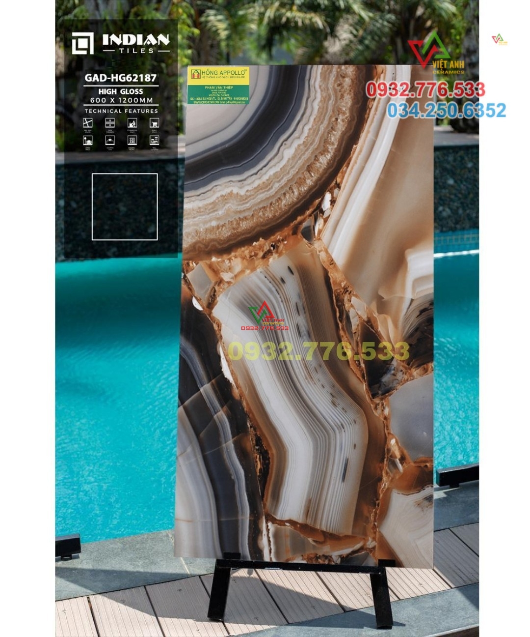 Gạch 60x120 đá bóng kiếng marble Ấn Độ