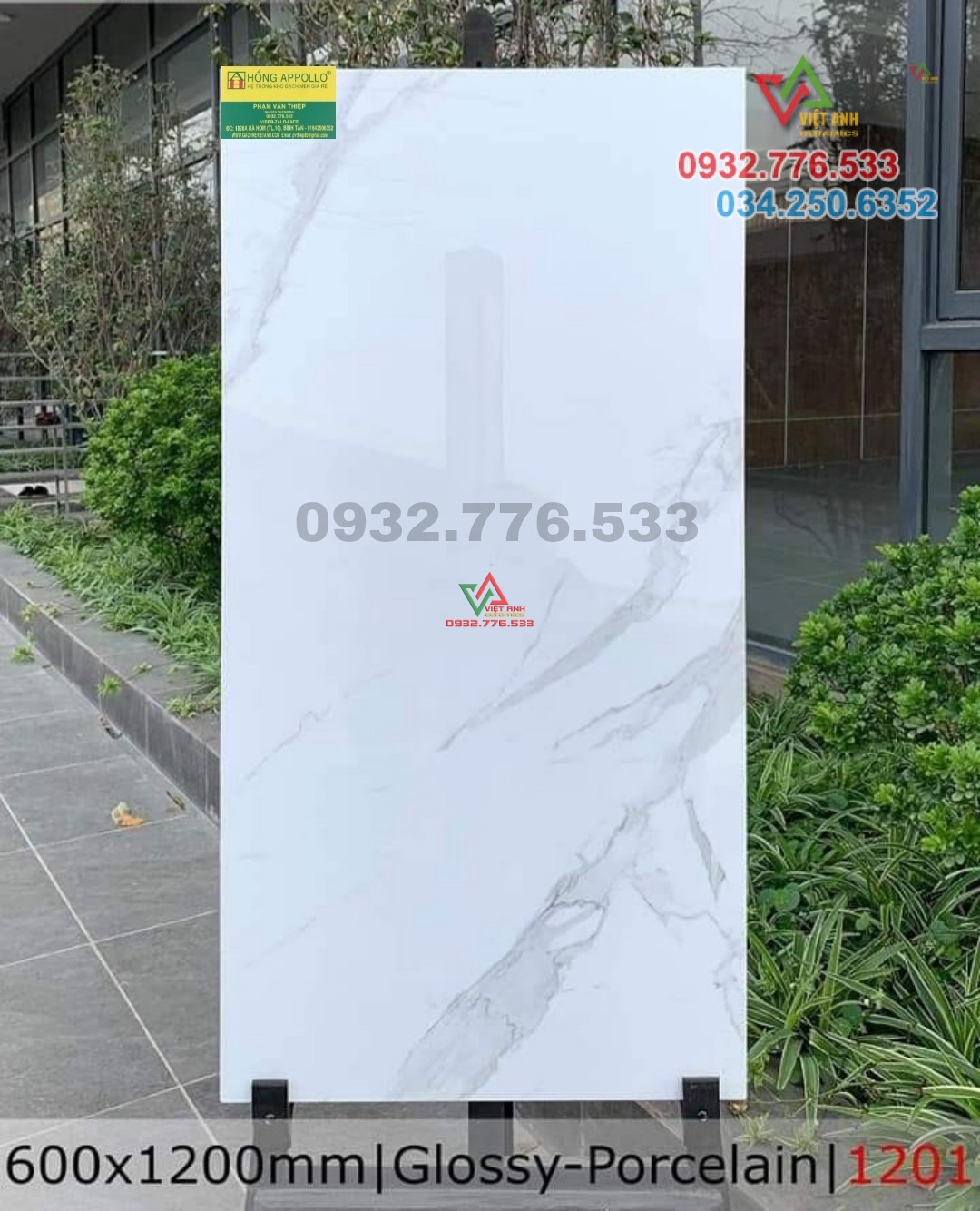 Gạch 60x120 màu trắng ốp nền nhà villa mã 1201