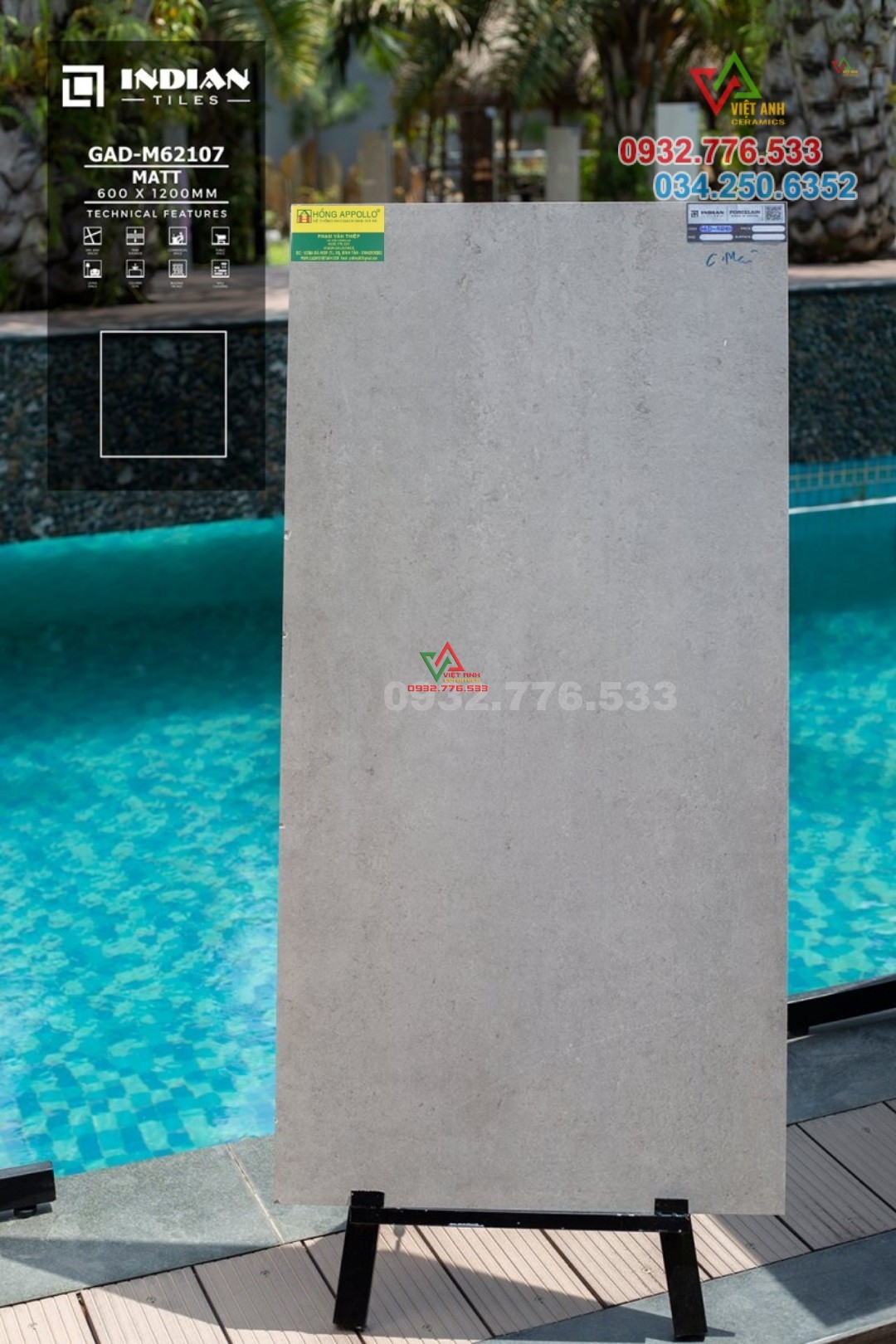 Gạch 60x120 màu xám hàng mờ nhập khẩu