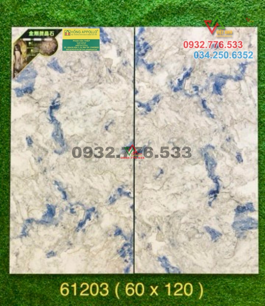 Gạch 60x120 màu xanh trắng đá granite nhập khẩu