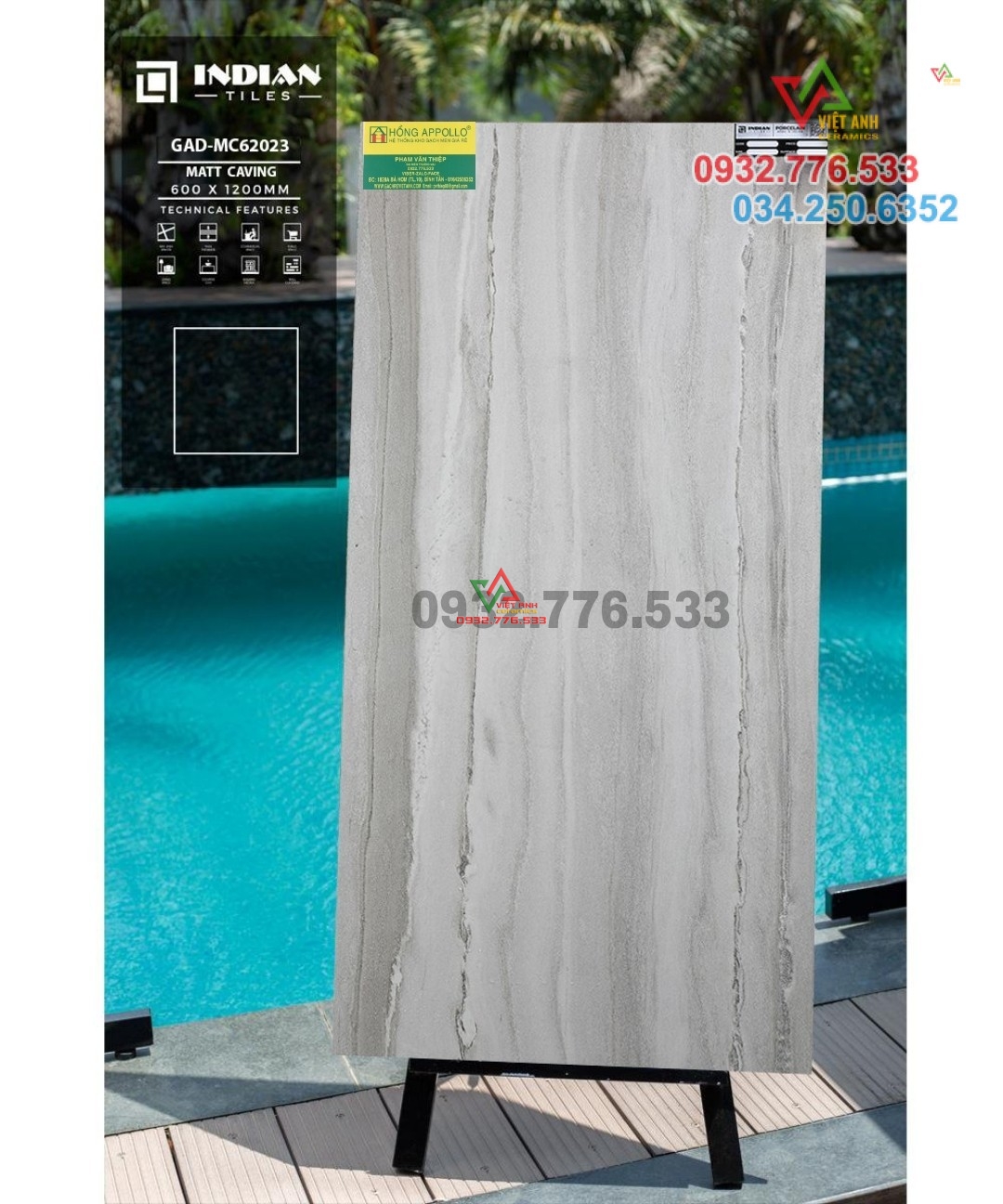 Gạch 60x120 mờ sọc ốp lát mặt tiền