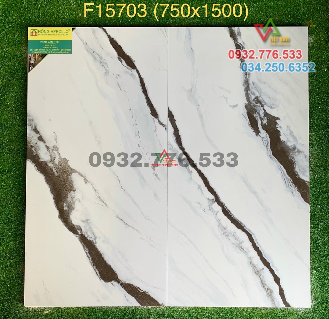 Gạch 75x150 màu trắng vân sọc nâu F15703