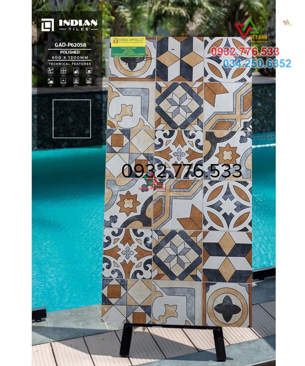 Gạch bông 60x120 ốp lát nền trang trí sang chảnh