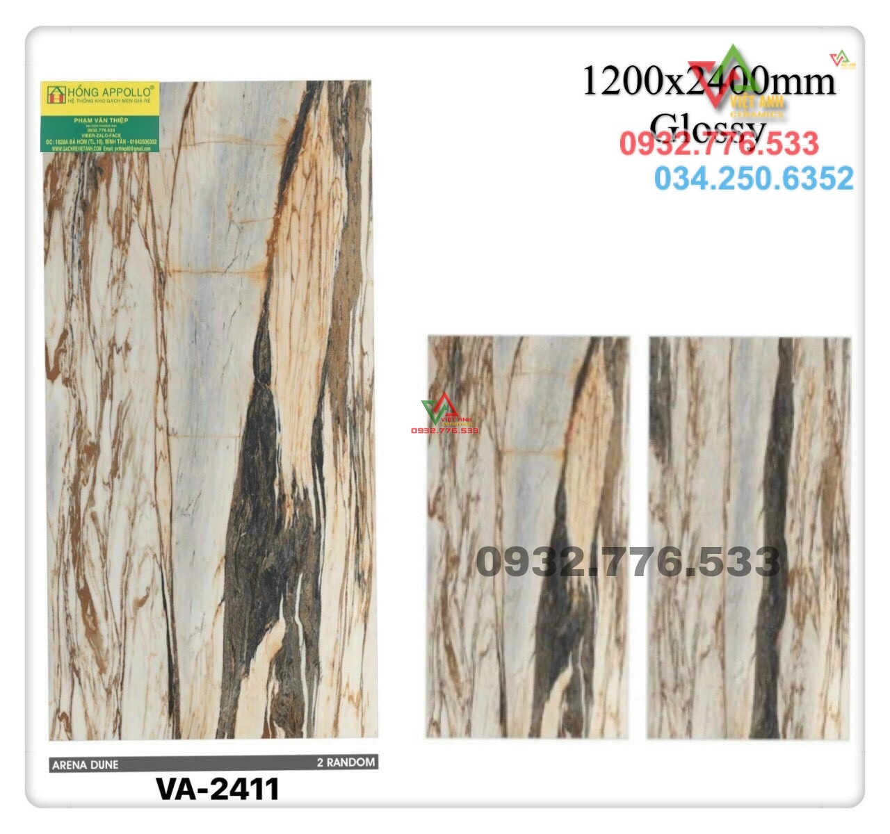 Gạch bóng kiếng 120x240 sang trọng ốp nền nhà VA-2411