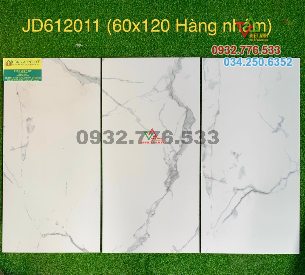Gạch đá mờ nhám 60x120 Trung Quốc màu trắng vân mây JD612011