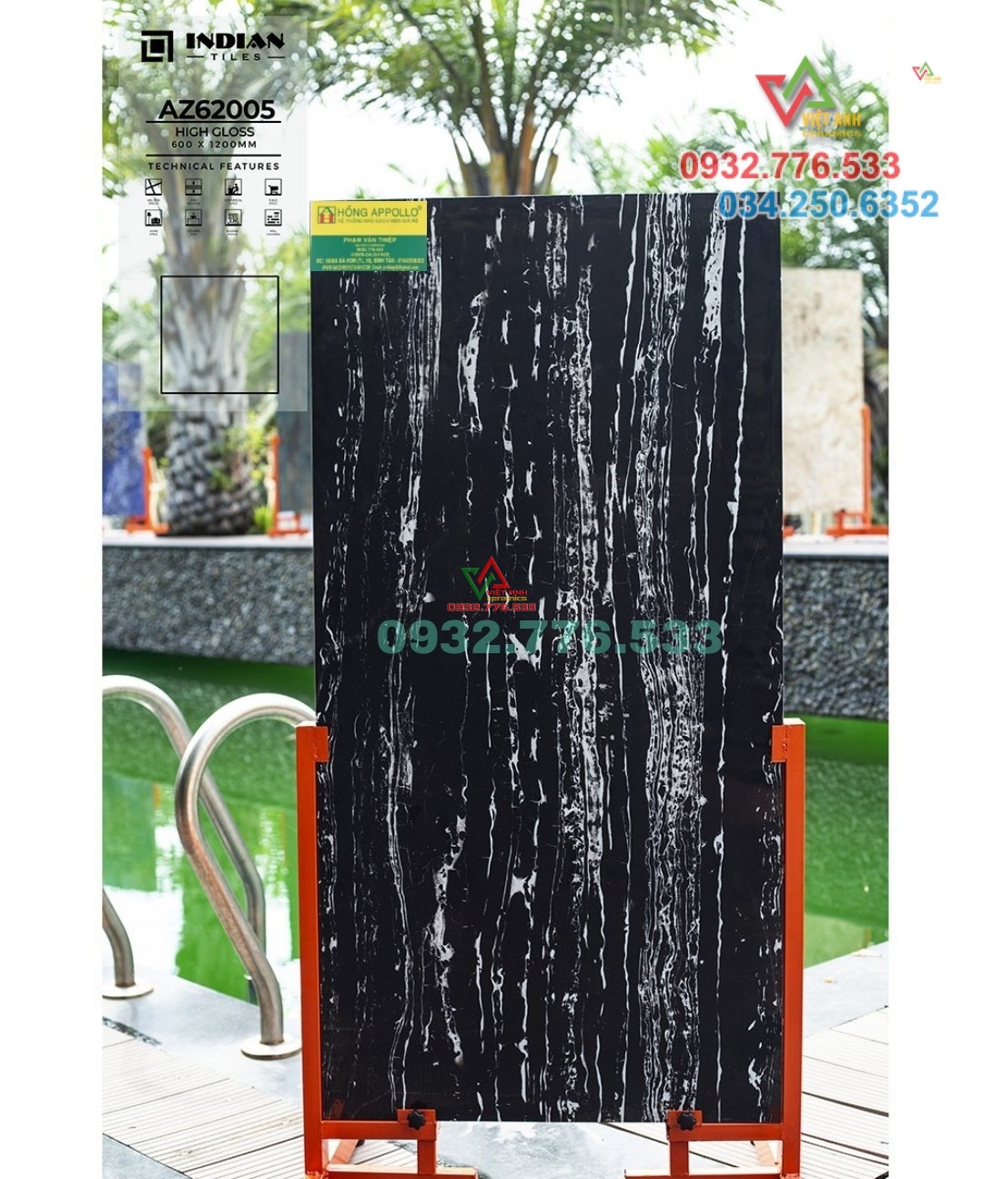 Mẫu gạch 60x120 màu đen sọc trắng ốp lát nền nhà