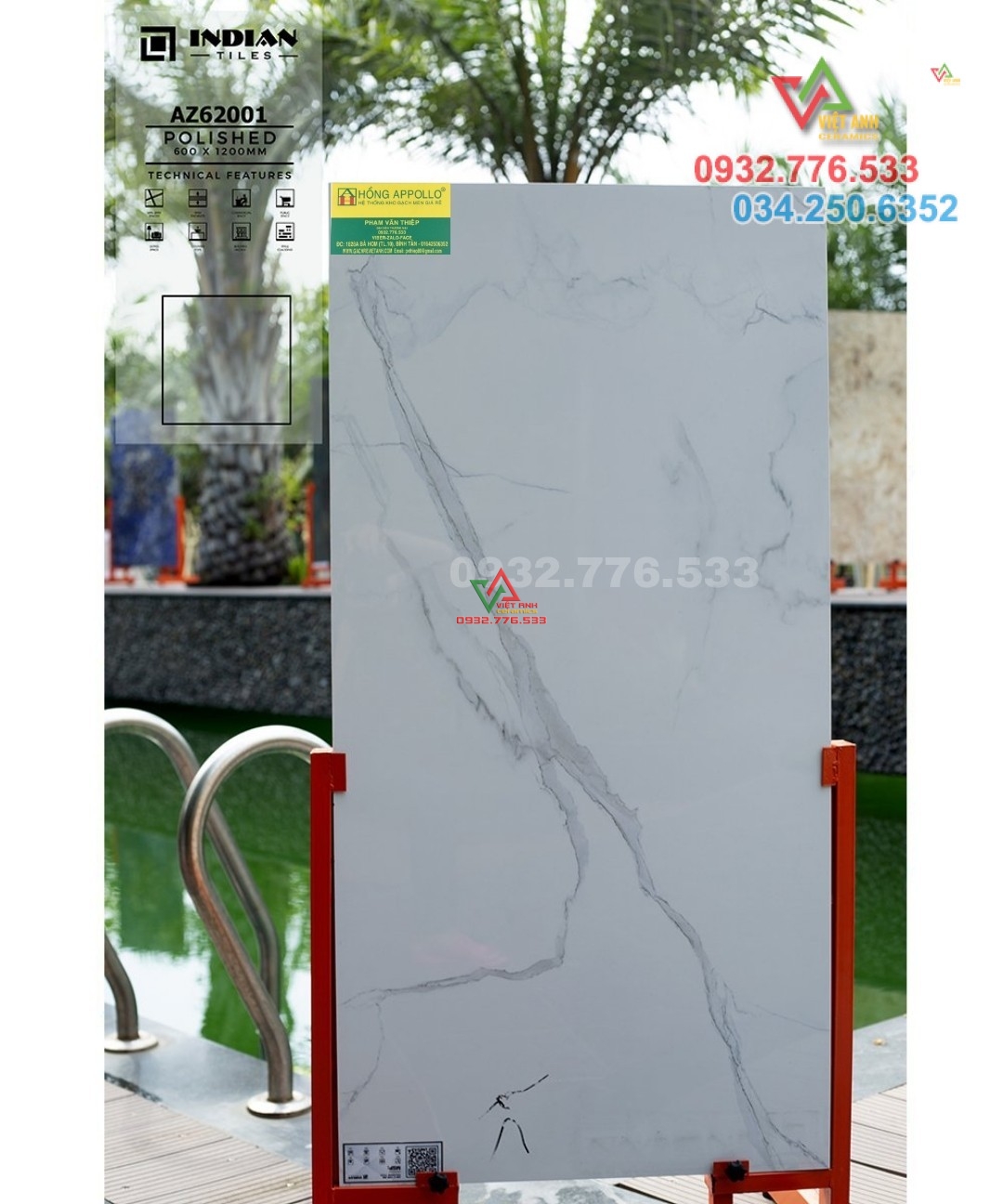 Gạch 60x120 màu trắng vân sọc trắng