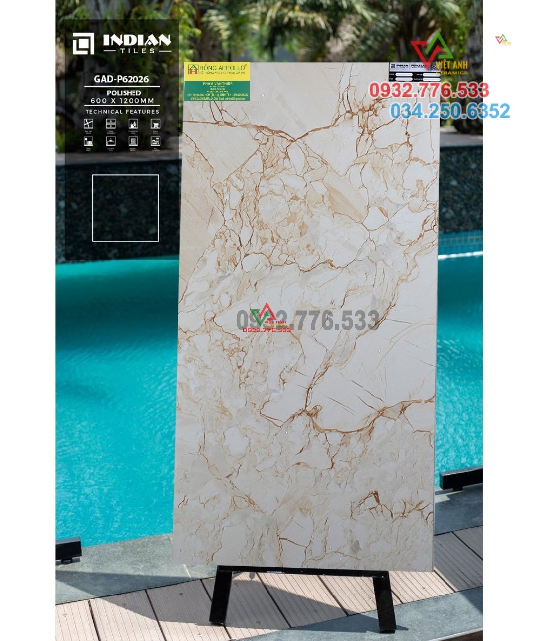 Gạch 60x120 vân đá ốp lát mặt tiền