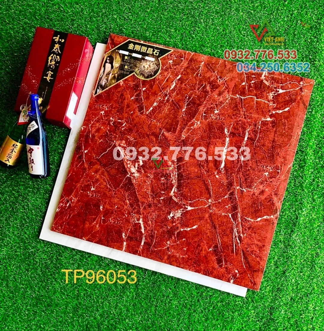 Gạch 80x80 màu đỏ bóng kiếng sọc trắng TP96053