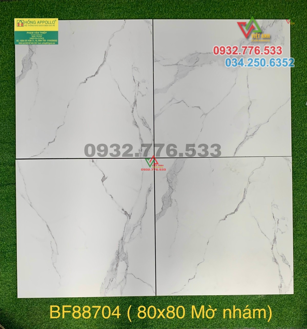 Gạch 80x80 mờ nhám màu trắng vân mây mã BF88704