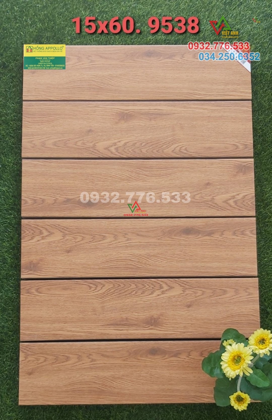 Gạch giả gỗ 15x60 lát nền phòng khách mã 9538