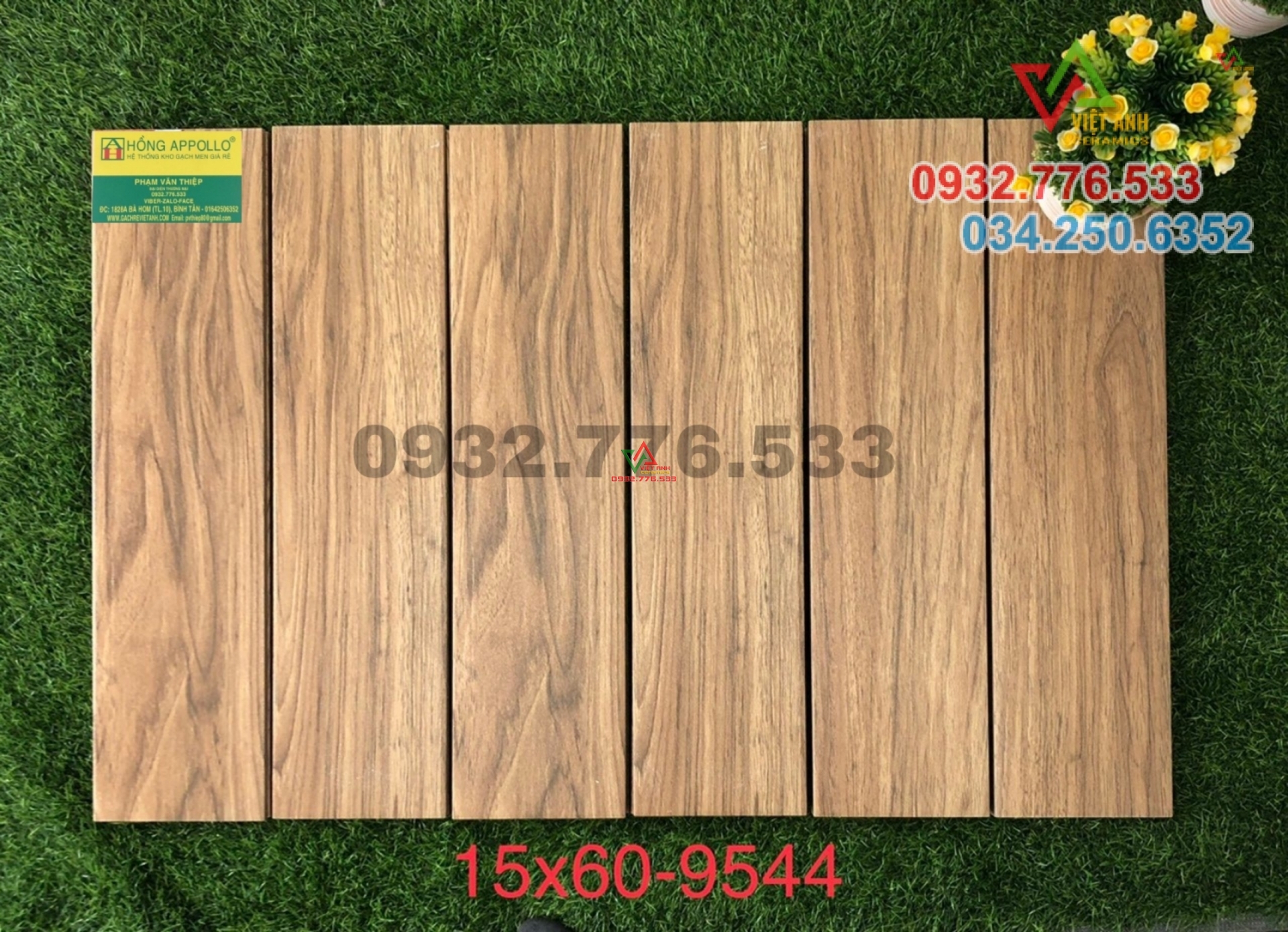Gạch giả gỗ 15x60 màu nâu mã 9544