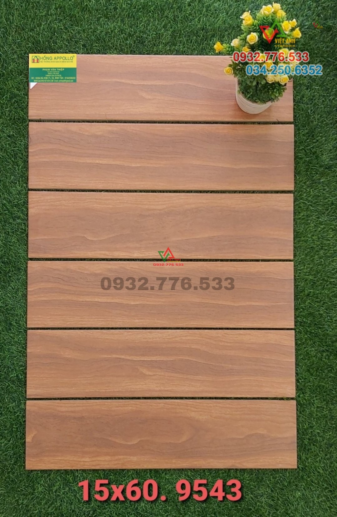 Gạch 15x60 màu nâu đậm mã 9543