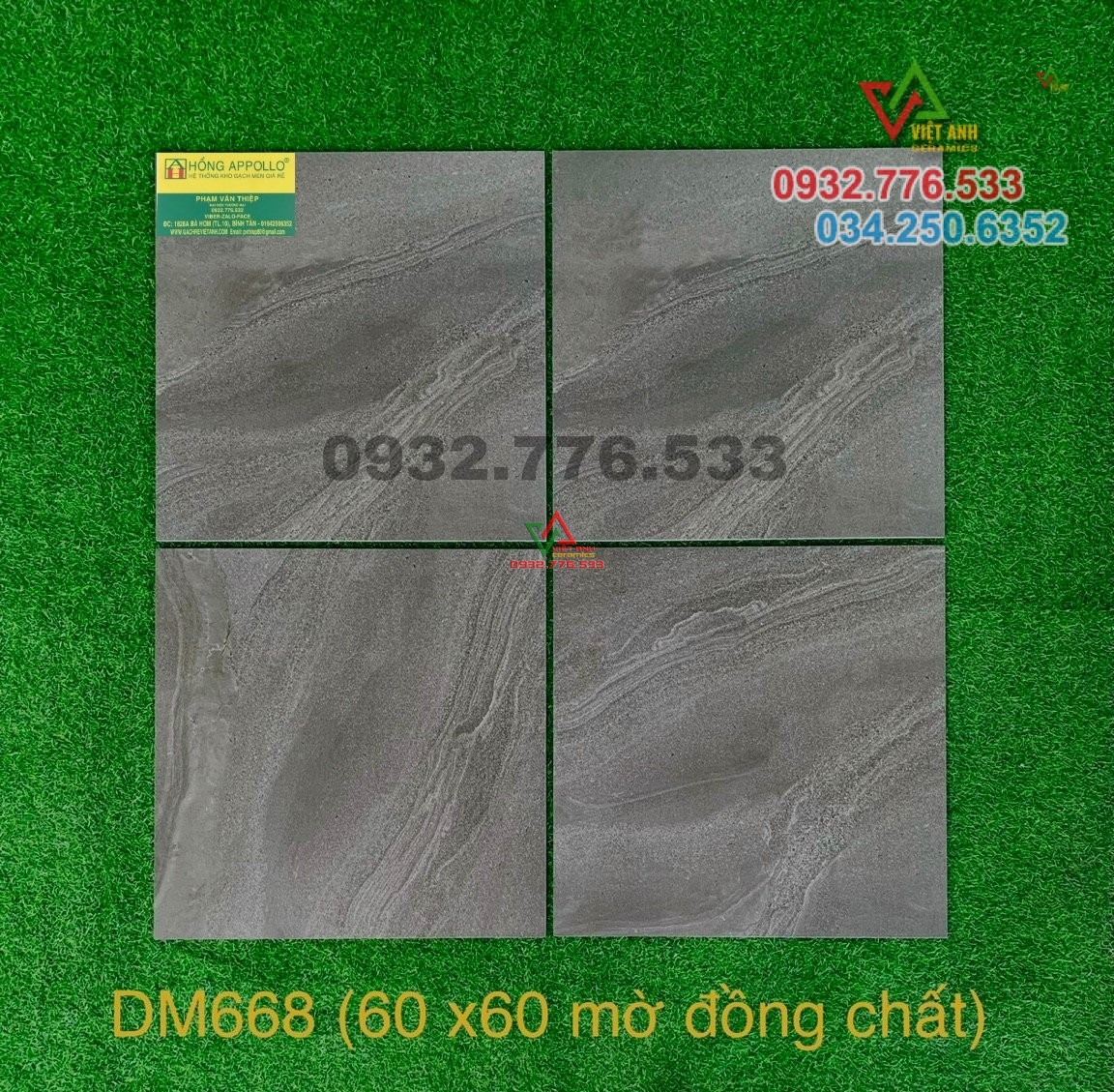 Gạch 60x60 đá mờ đồng chất màu xám DM688