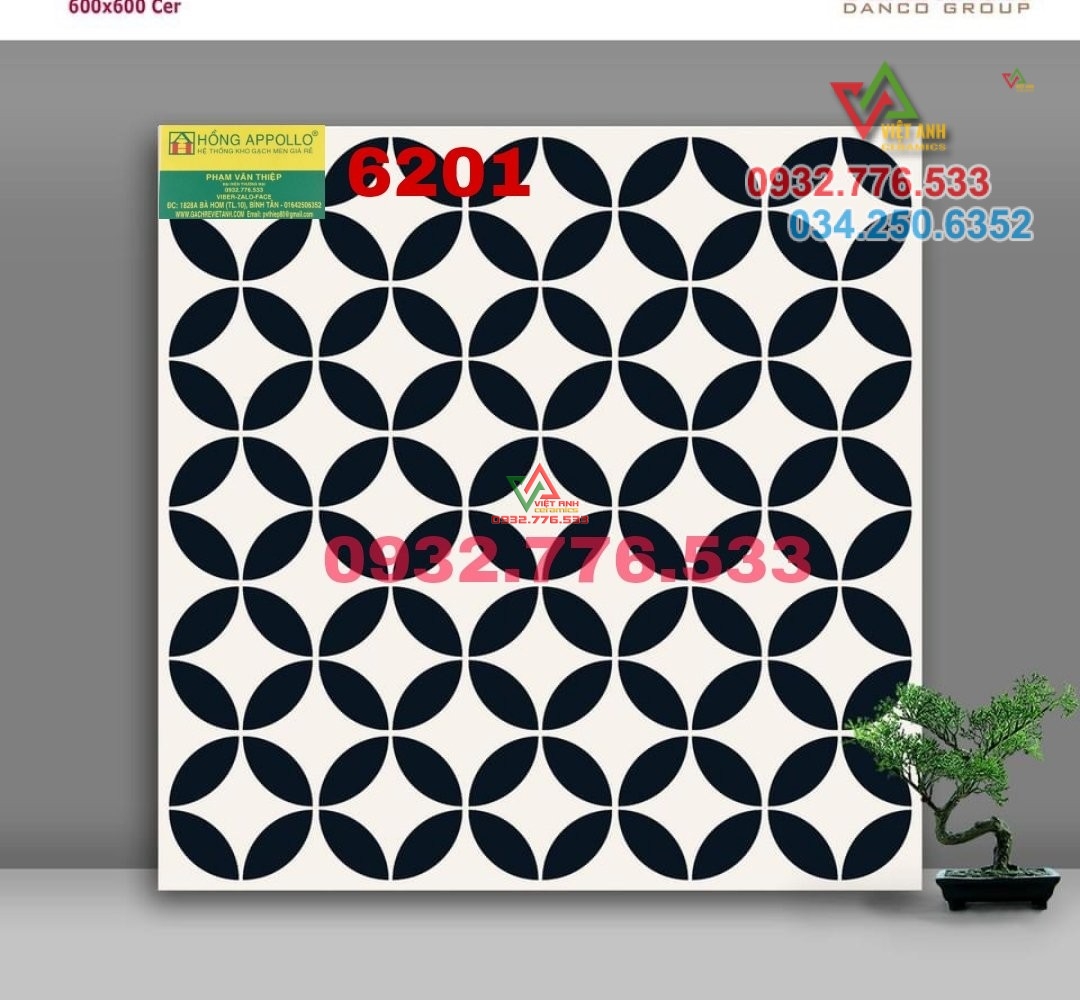 Gạch 60x60 họa tiết hoa văn sắc sảo mã 6201