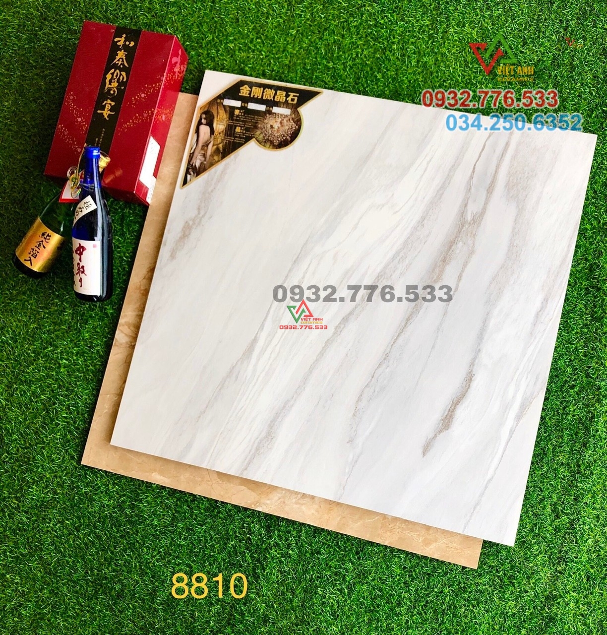 Gạch 80x80 màu trắng sọc xám nhẹ mã 8810