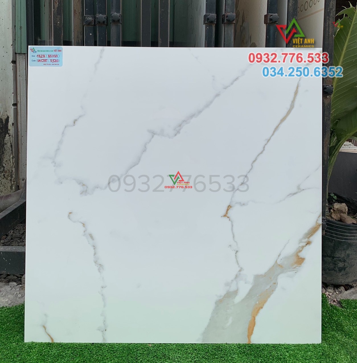 Gạch 80x80 đá bóng kiếng toàn phần màu trắng vân xám