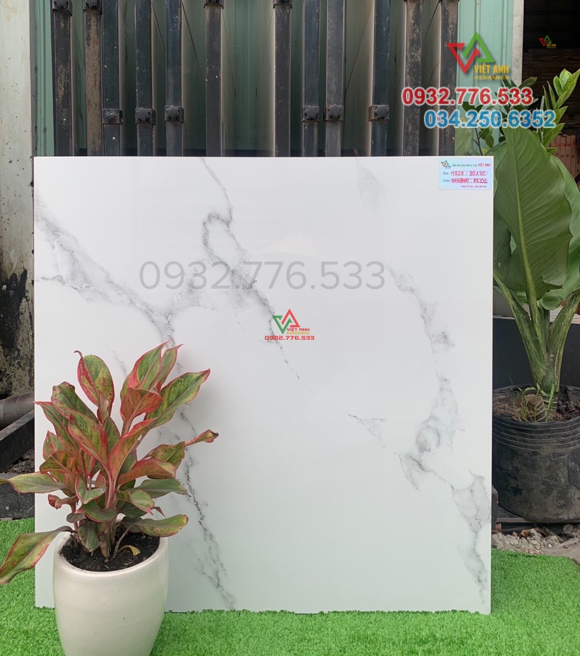 Gạch 80x80 màu trắng vân mây hàng VN