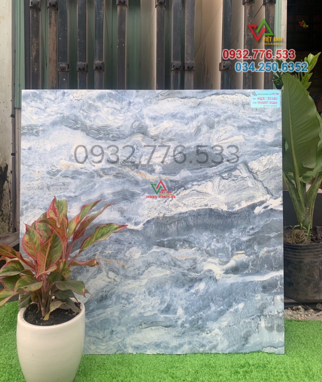Gạch 80x80 màu xanh trời ốp nền nhà siêu đẹp