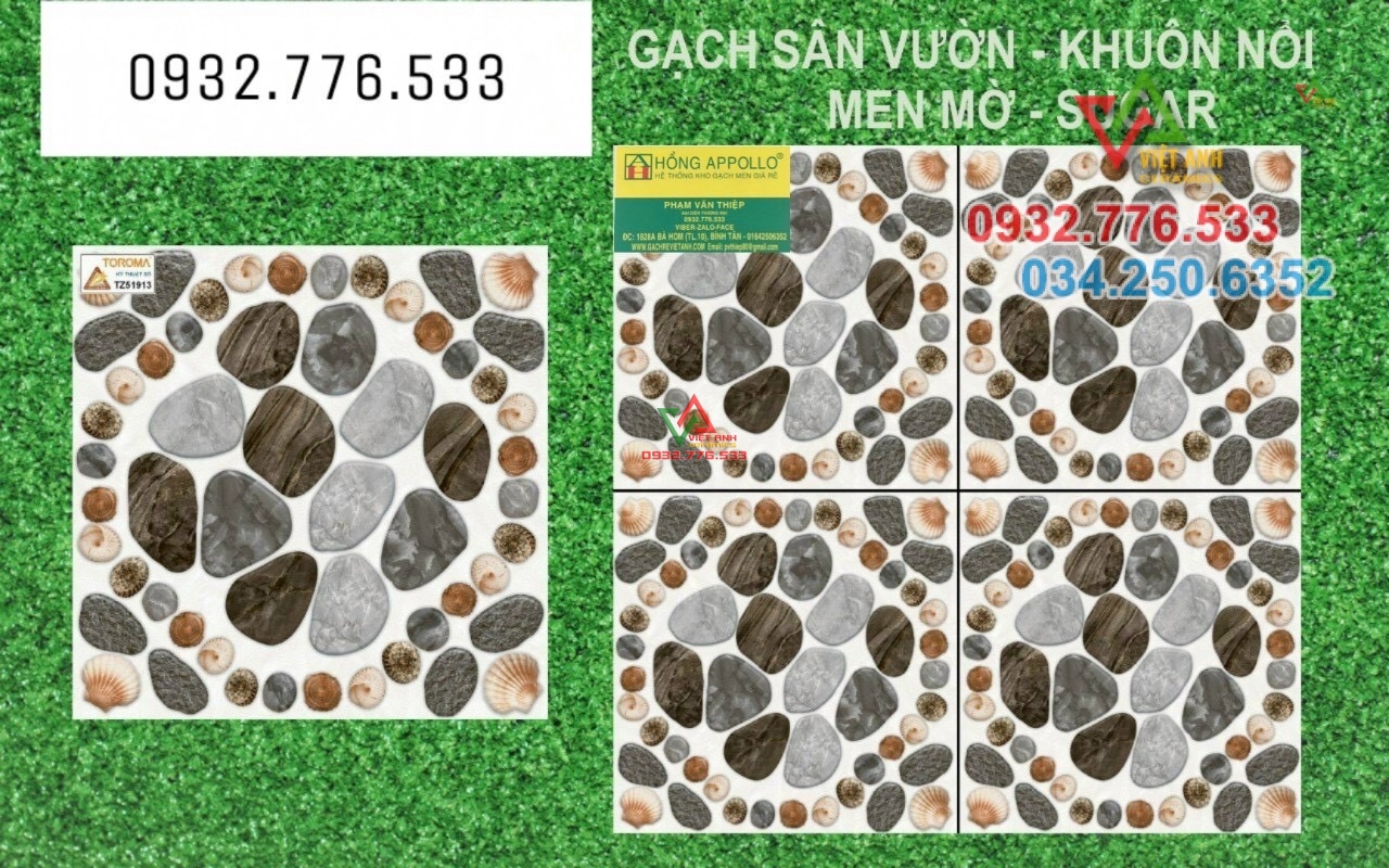 Gạch sân vườn 50x50 khuôn nổi men mờ