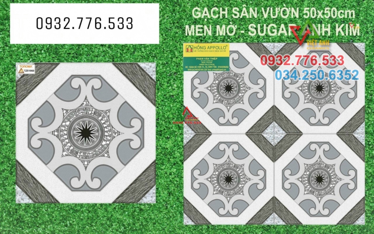 Gạch sân vườn 50x50 men mờ sugar ánh kim