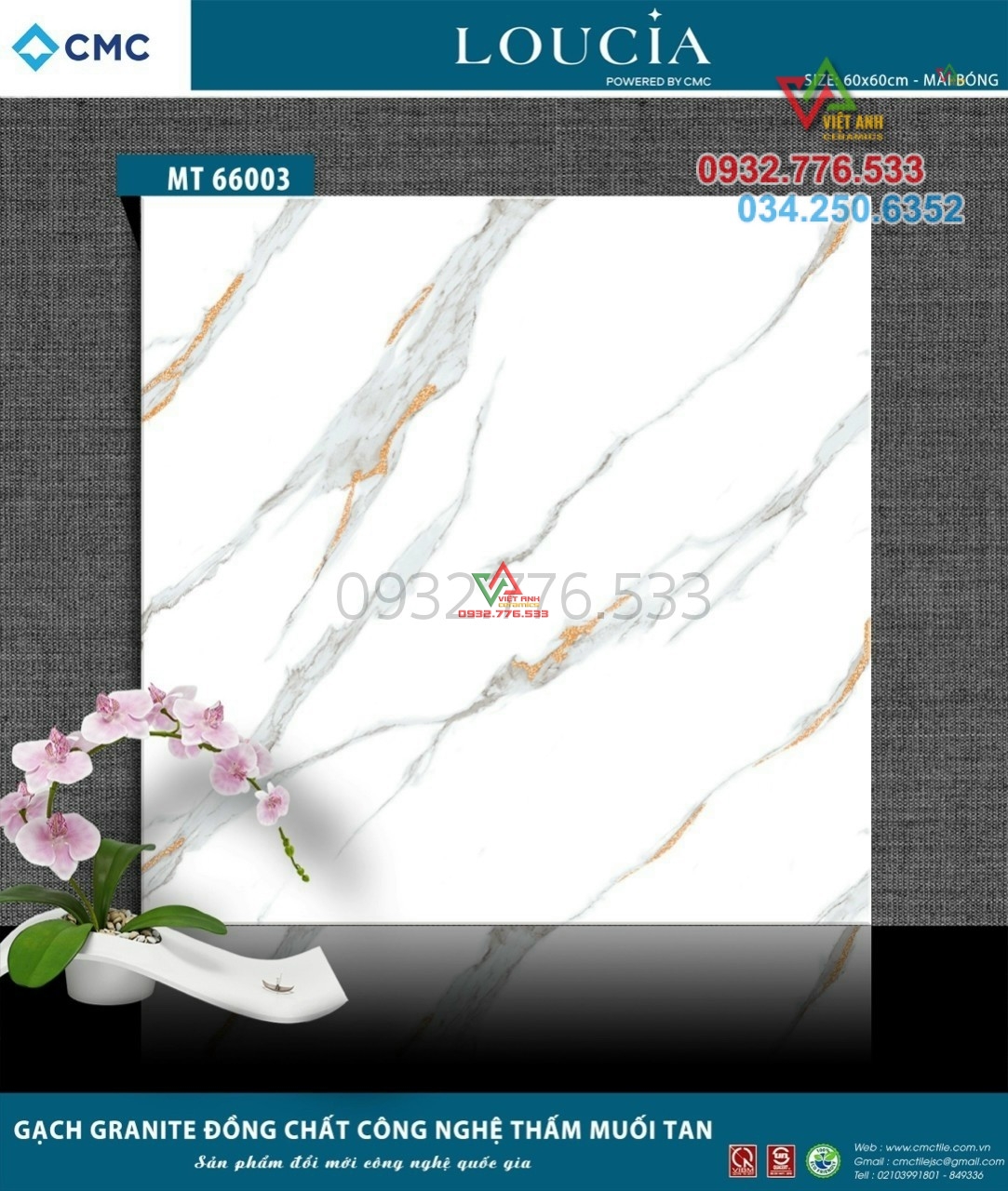 Gạch 60x60 màu trắng vân mây sọc xám lát nền phòng ngủ