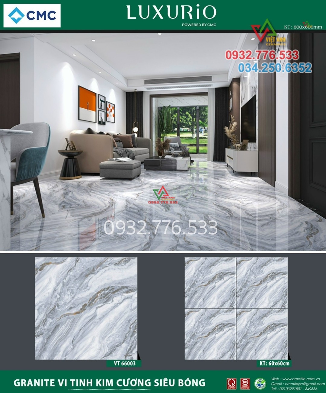 Gạch 60x60 màu xám trắng siêu bóng kiếng