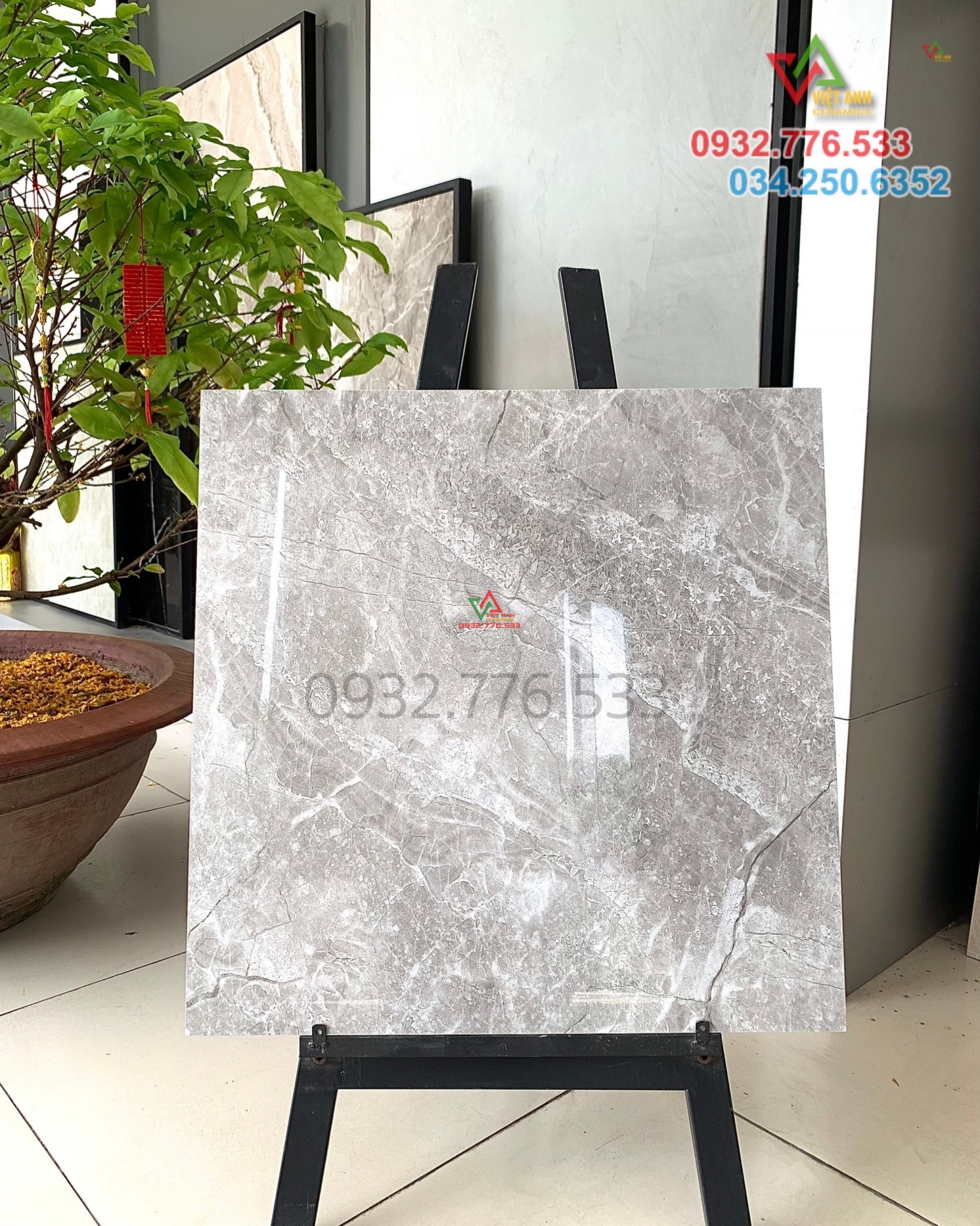 Gạch 60x60 màu xám đá bóng kiếng