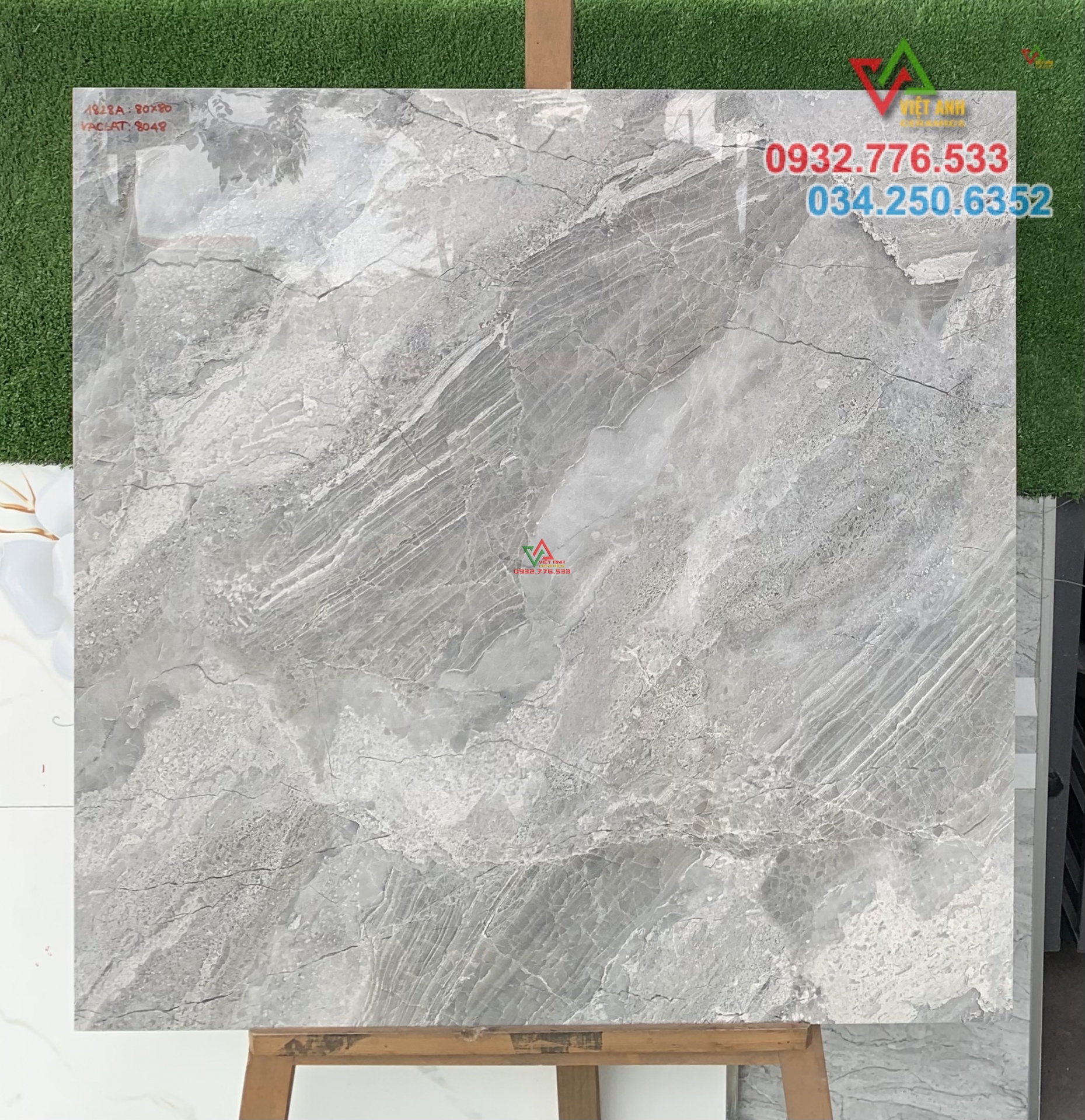Gạch 80x80 màu xám đá bóng kiếng ốp nền nhà