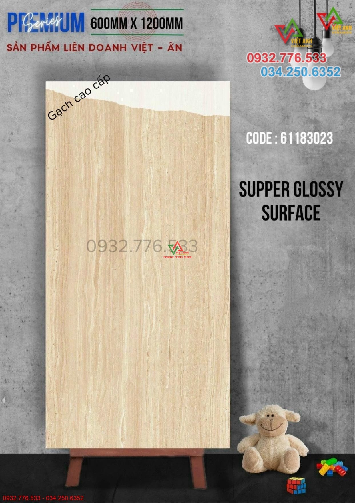 Gạch 600x1200 bóng kiếng vân vàng sọc giả gỗ