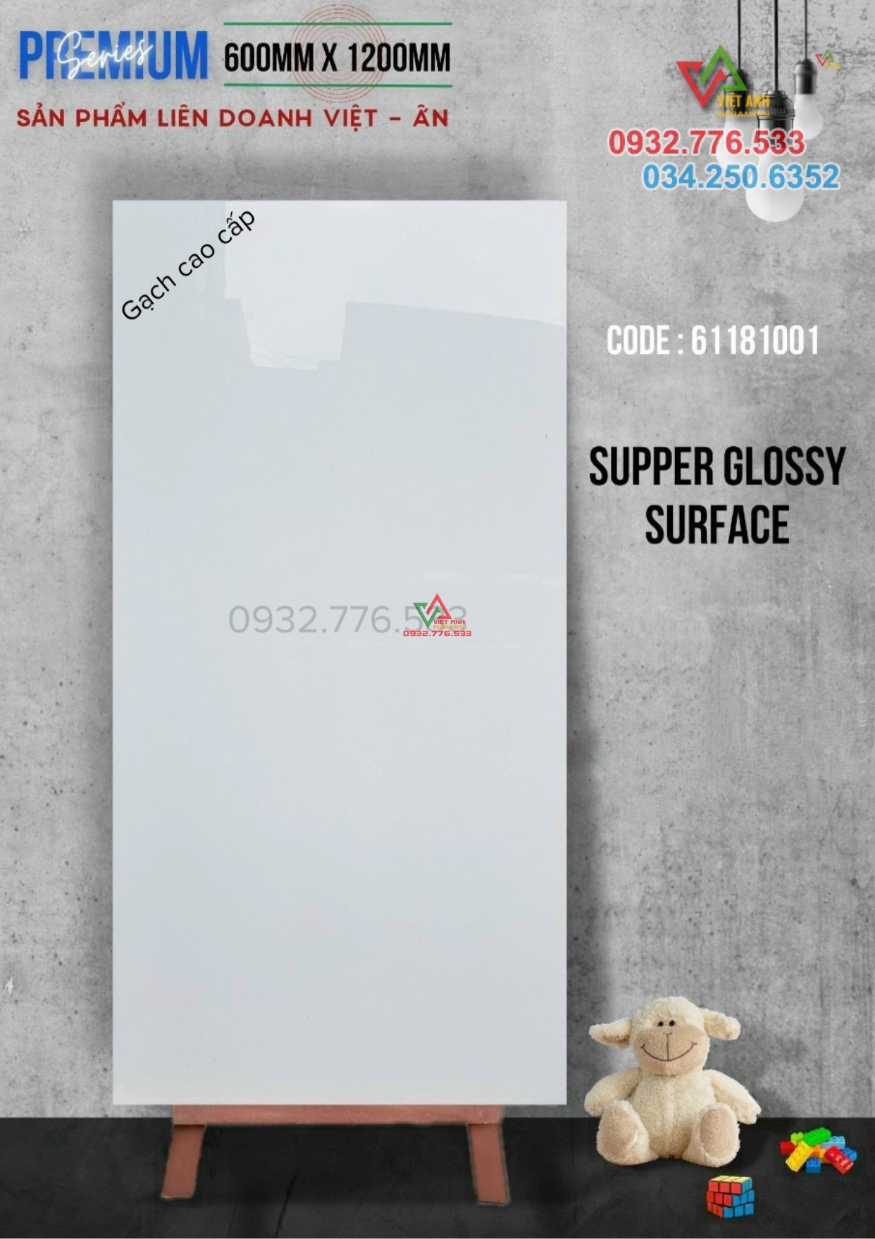 Gạch 60x120 màu trắng trơn hàng liên doanh Việt Ấn