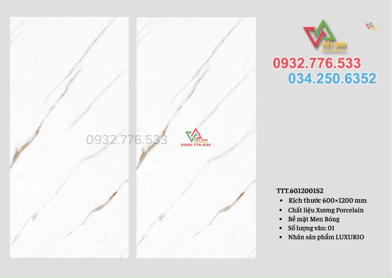 Mô hình gạch 60x120 trắng khói