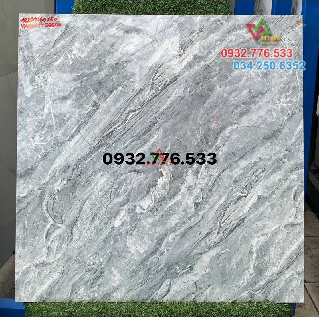 Gạch 60x60 màu xám trắng ốp nền nhà hàng giá rẻ
