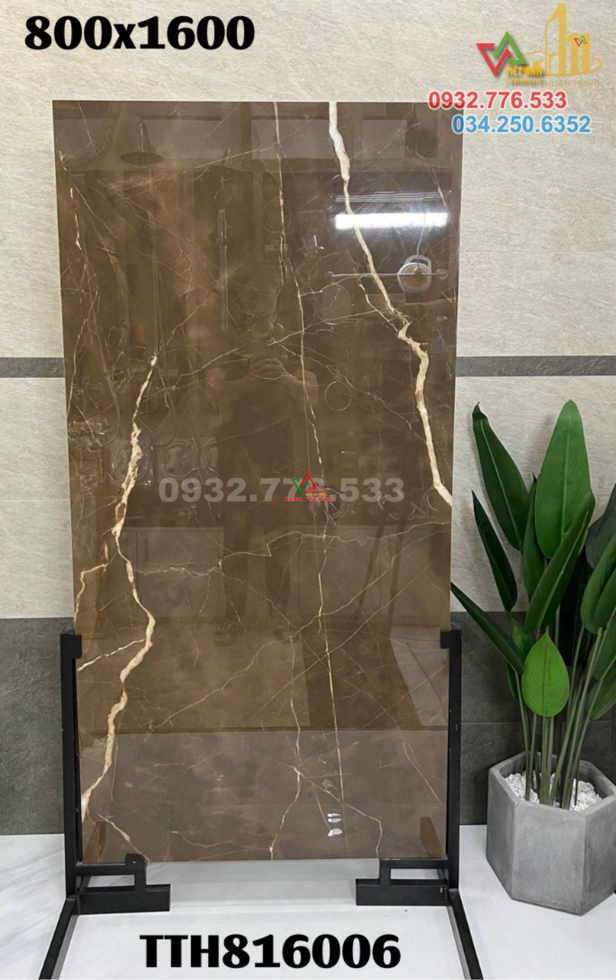 Gạch 80x160 màu nâu vân trắng bóng kiếng lát nền