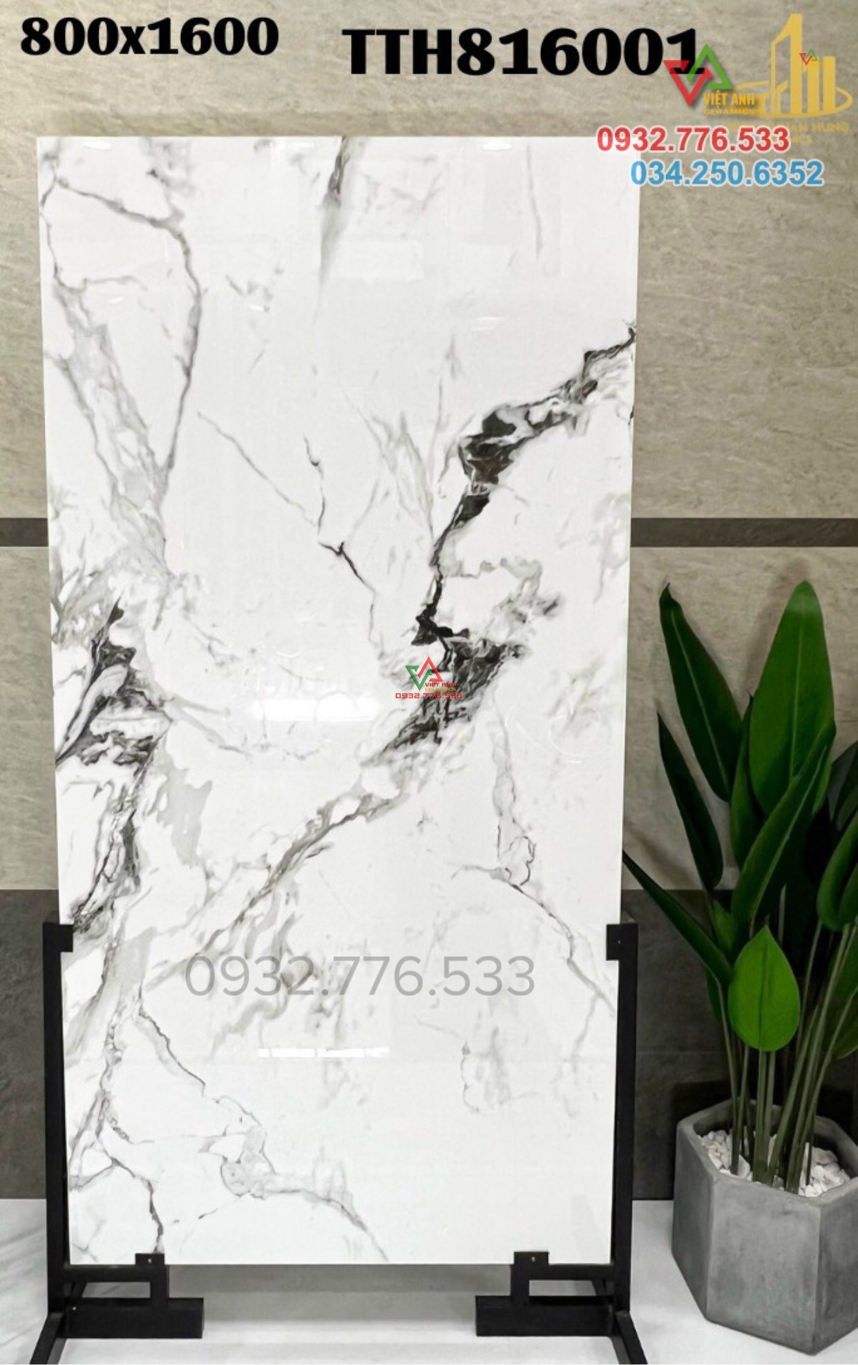 Gạch 80x160 màu trắng vân đen sang xịn