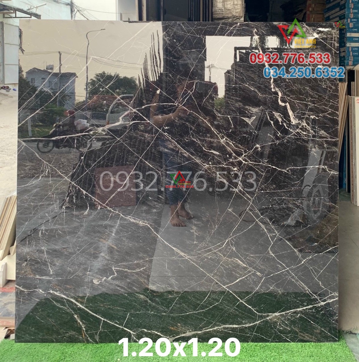 Gạch 120x120 khổ lớn màu đen vân trắng nhập khẩu Ấn Độ