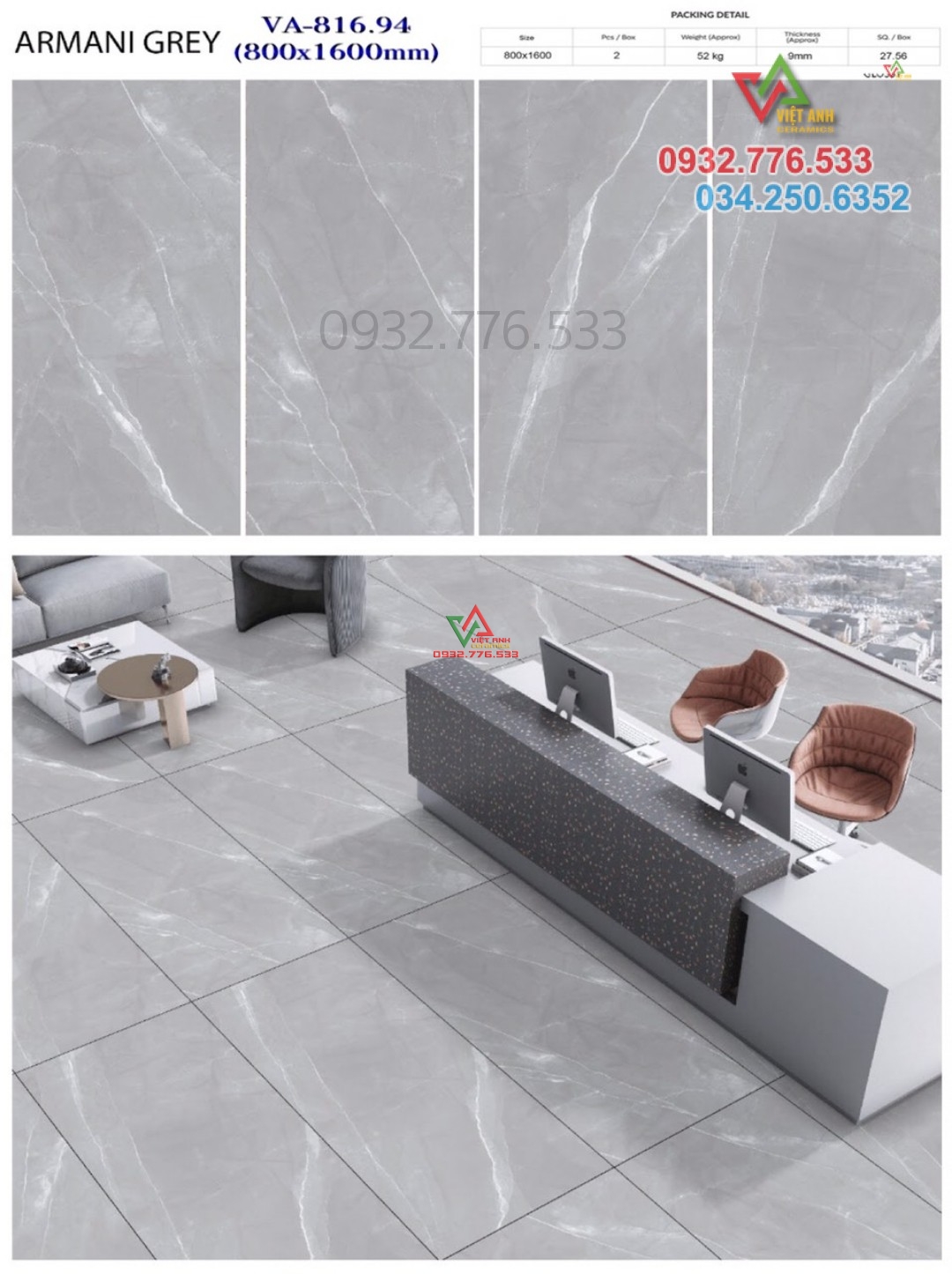Gạch 80x160 đá bóng màu xám vân trắng Ấn Độ