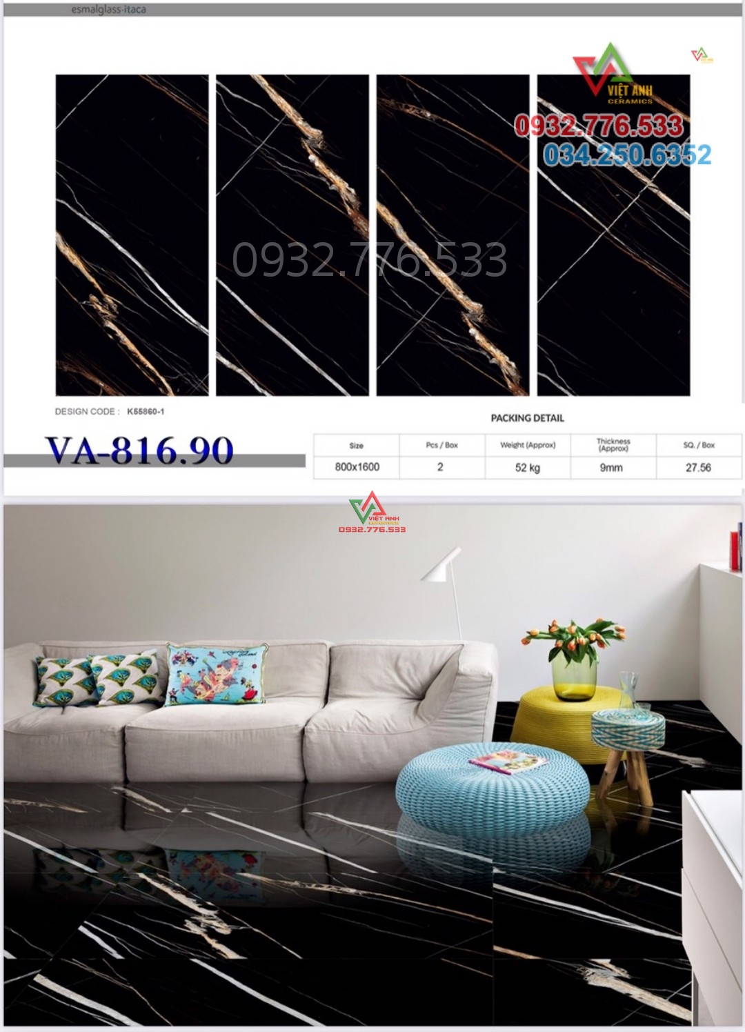 Gạch 80x160 màu đen sọc trắng đá bóng